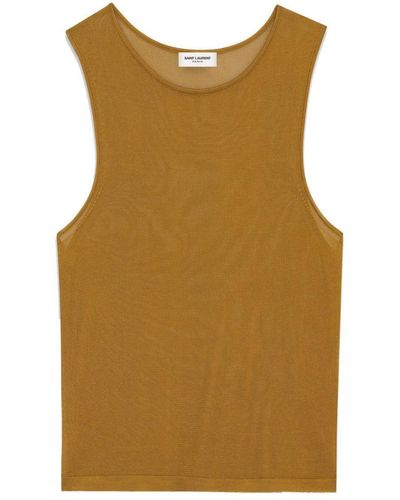 Saint Laurent Knit Tank Top Clothing - Brown