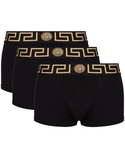 Versace Logo-waistband Set Of Three Boxer Shorts - Black