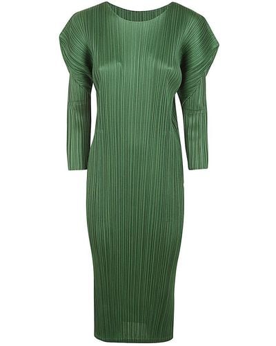 Pleats Please Issey Miyake Monthly Colours Febraury Long Dress - Green