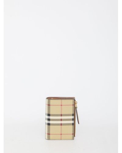 Burberry Check Small Bifold Wallet - Natural