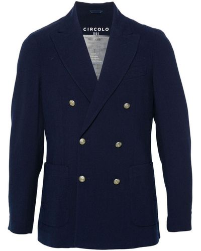 Circolo 1901 Virgin Wool Double-Breasted Jacket - Blue