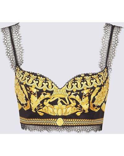 Versace Black And Gold Silk Baroque Top - Metallic