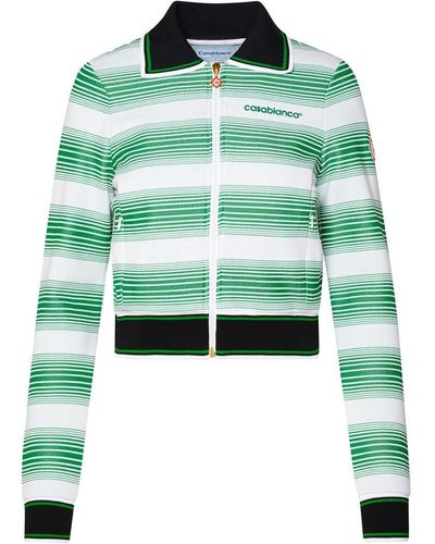 Casablancabrand White Cotton Blend Sweatshirt - Green
