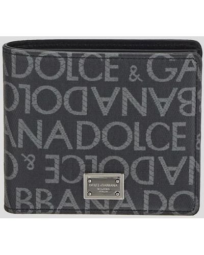Dolce & Gabbana Coated Jacquard Bifold Wallet - Grey