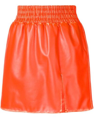 Miu Miu Leather Flared Mini Skirt - Orange