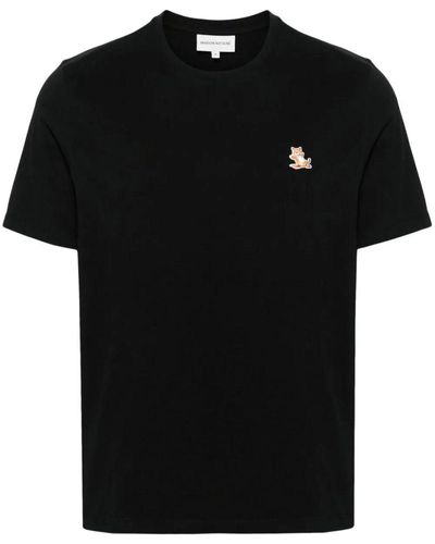 Maison Kitsuné T-Shirt Con Applicazione Chillax Fox - Black