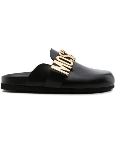 Moschino Mules With Logo - Black