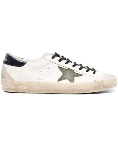 Golden Goose Super-star Distressed Leather Trainers - White