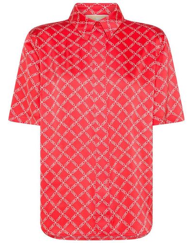 Michael Kors Shirt With Chain Print And Logo - Red