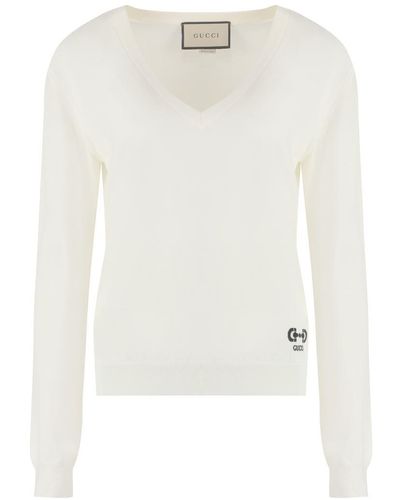 Gucci Wool Crew-neck Sweater - White