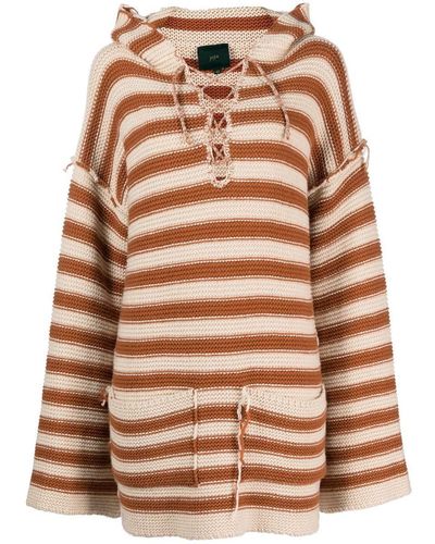 Jejia Striped Wool Hoodie - Brown