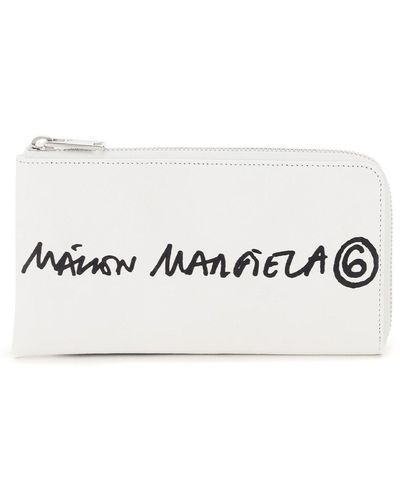 MM6 by Maison Martin Margiela Zipped Wallet With Logo Print - White
