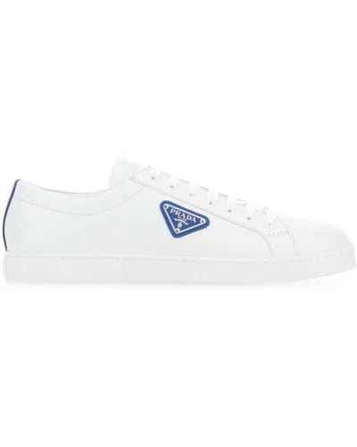 Prada Brushed Leather Sneakers - White