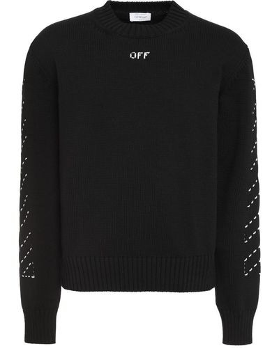 Off-White c/o Virgil Abloh Cotton Crew-neck Sweater - Black