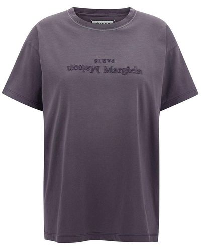 Maison Margiela Logo Embroidery T-Shirt - Purple
