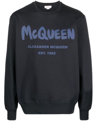 Alexander McQueen Logo Cotton Sweatshirt - Blue