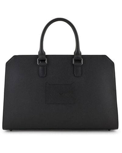 Emporio Armani Oxford Briefcase Bags - Black