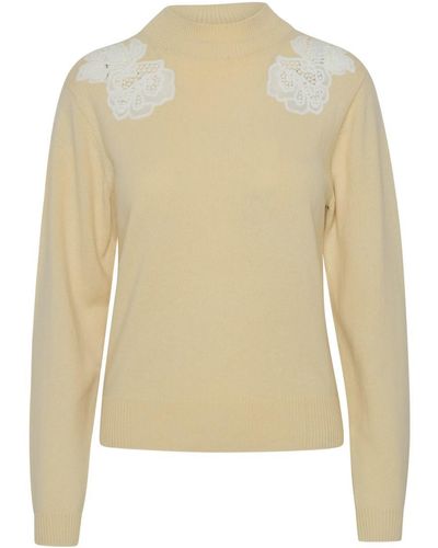 See By Chloé Wool Blend Cream Sweater - Natural