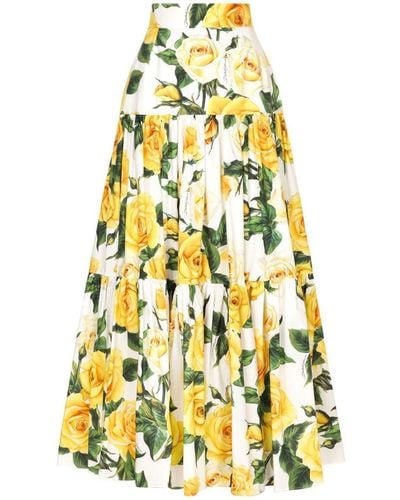 Dolce & Gabbana Long Skirt With Print - Yellow