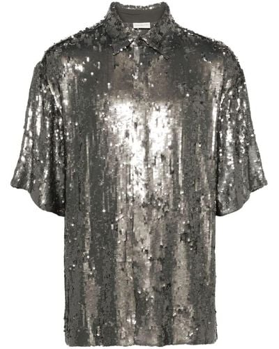 Dries Van Noten Loose Short-Sleeved Shirt - Grey