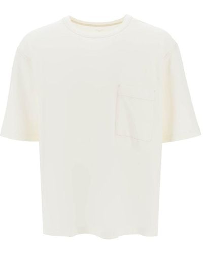Lemaire Oversized T Shirt With Patch Pocket - White