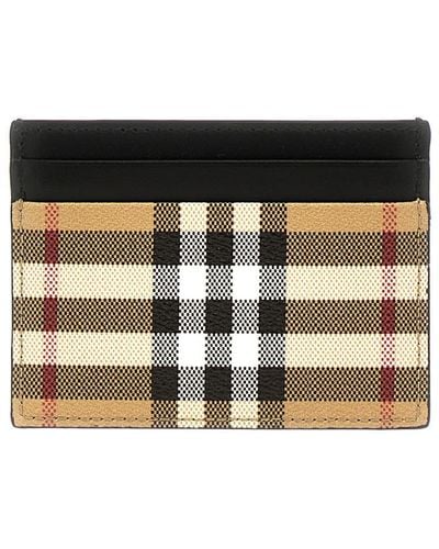 Burberry Check Card Holder Wallets, Card Holders - Black