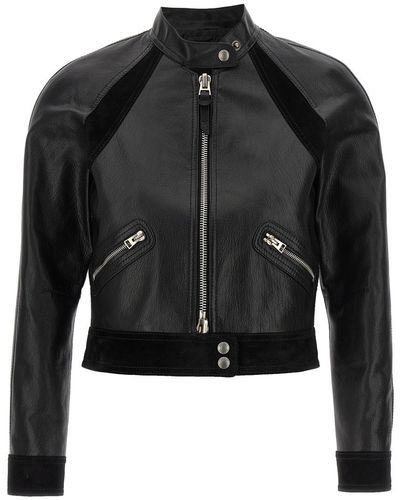 Tom Ford Leather Jacket Casual Jackets, Parka - Black