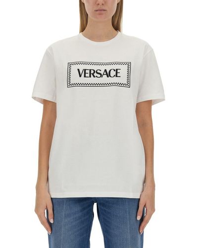 Versace T-shirt With '90s Vintage Logo - Gray
