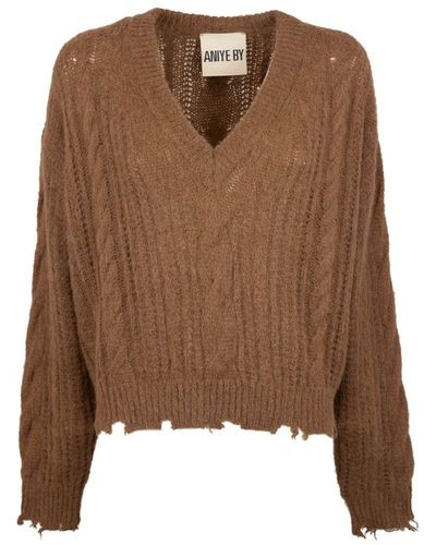 Aniye By V-neck Sweater - Brown
