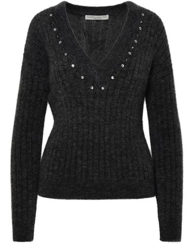 Alessandra Rich Gray Virgin Wool Blend Sweater - Black