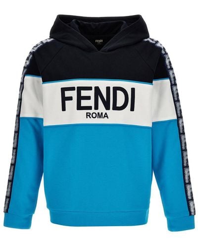Fendi Logo Hoodie Sweatshirt - Blue