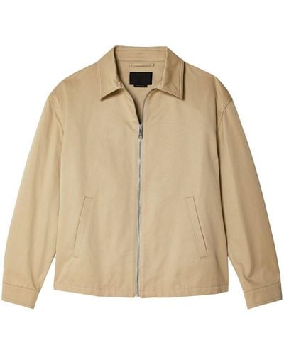 Prada Zip-up Cotton Shirt Jacket - Natural