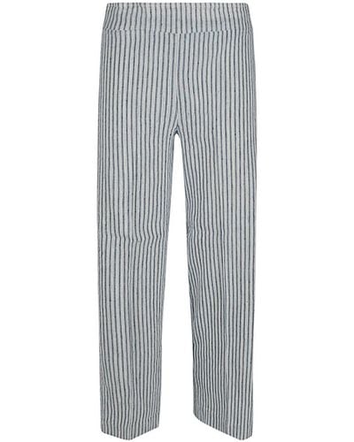Avenue Montaigne Cropped Linen Pants - Gray