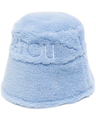 Patou Logo-Embroidered Fleece Bucket Hat - Blue