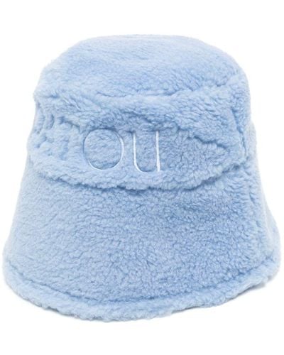 Patou Embroidered-Logo Bucket Hat - Blue