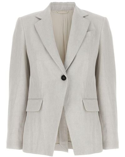 Brunello Cucinelli Single-breasted Blazer Blazer And Suits - Grey
