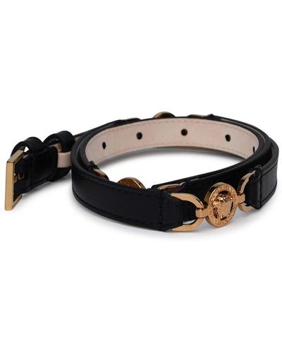 Versace Belt With Golden Buckle And Medusa Detail - Black