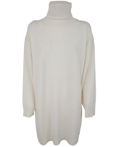 Kiton High Neck Knitted Mini Dress Clothing - White