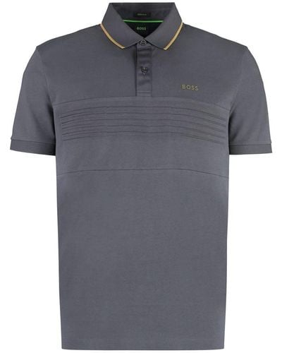 BOSS Short Sleeve Cotton Polo Shirt - Grey