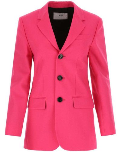 Ami Paris Fuchsia Wool Blazer - Pink