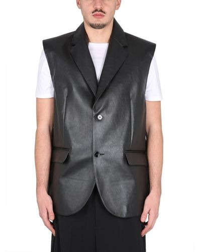 MM6 by Maison Martin Margiela Leather Vest - Grey