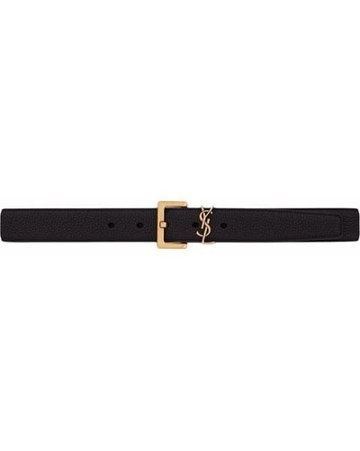 YSL Yves Saint Laurent Rive Gauche Black Perforated Wide (70mm) Womens Belt  85cm