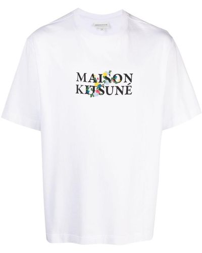 Maison Kitsuné Flowers Logo Oversized T-Shirt - White