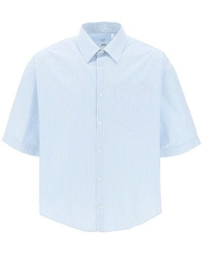 Ami Paris Short-sleeved Striped Shirt - Blue
