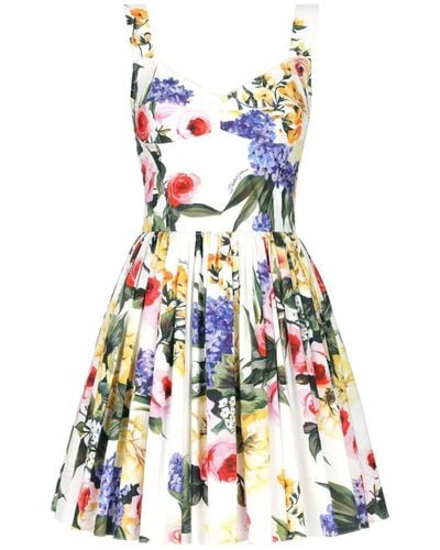 Dolce & Gabbana Garden Print Dress - White