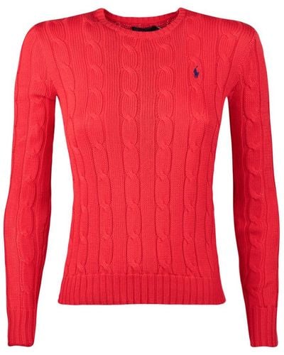 Ralph Lauren Bright Hibiscus Cotton Cable-knit Crew Neck Jumper - Red