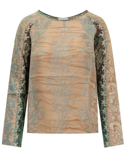 Pierre Louis Mascia Pierre Louis Mascia Silk Blouse With Floral Print - Natural