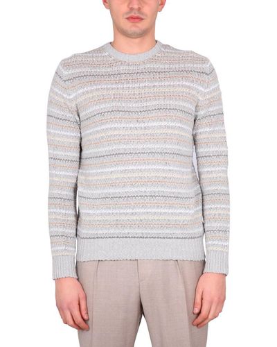 Ballantyne Cotton Crew Neck Sweater - Grey