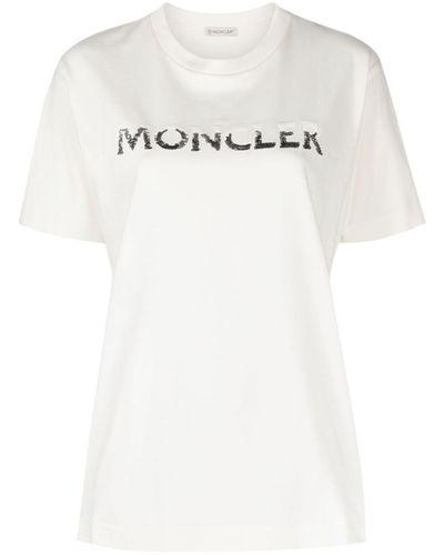 Moncler Sequin-embellished Cotton T-shirt - White