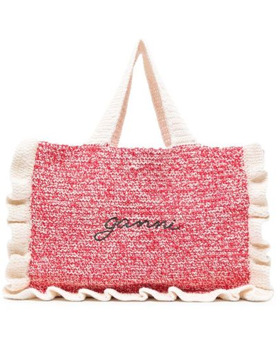 Ganni Crochet Shopping Bag - Pink